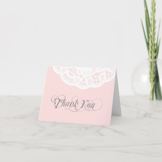 Tarjeta de nota de agradecimiento de boda de encaj (Anverso)