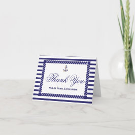 Tarjeta de nota de agradecimiento de boda náutica 