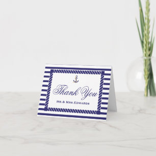 Tarjeta de nota de agradecimiento de boda náutica 