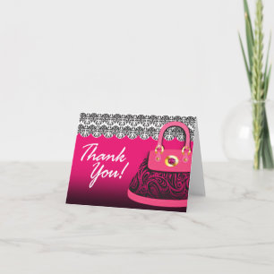 Tarjeta de nota de agradecimiento de bolso elegant