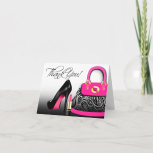 Tarjeta de nota de agradecimiento de bolso elegant