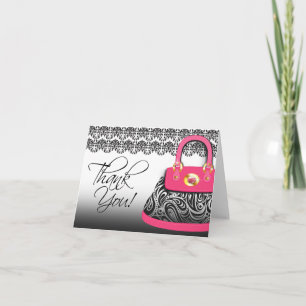 Tarjeta de nota de agradecimiento de bolso elegant