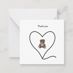Tarjeta de nota de agradecimiento de Brown Teddy B