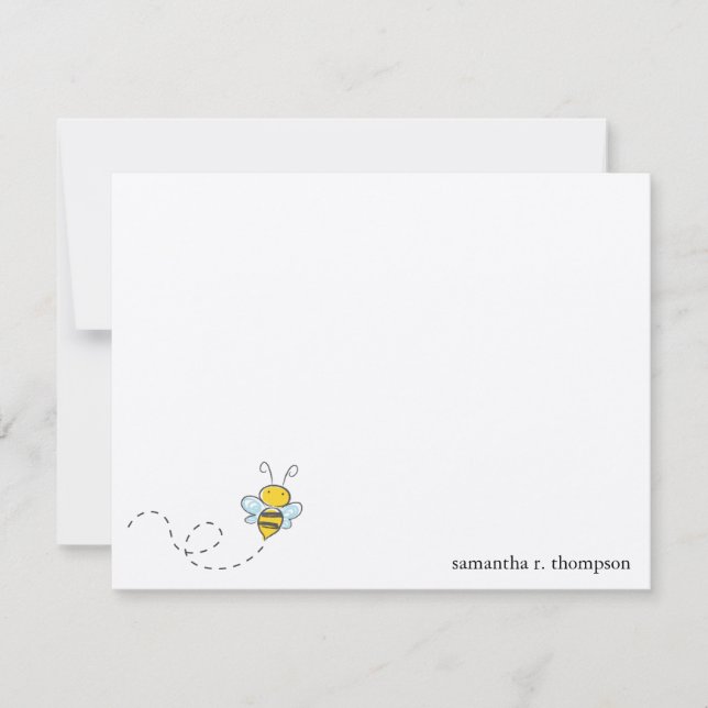 Tarjeta de nota de agradecimiento de Bumble Bee Ba (Anverso)