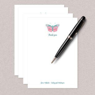 Tarjeta de nota de agradecimiento de Butterfly Bab