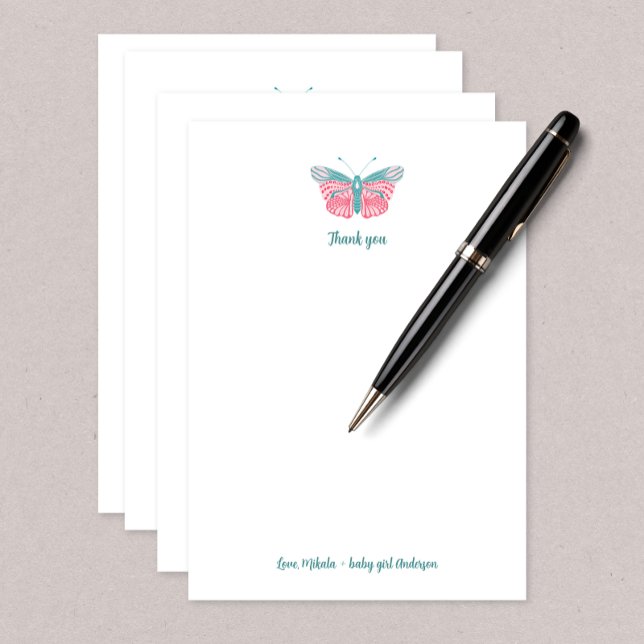 Tarjeta de nota de agradecimiento de Butterfly Bab (Subido por el creador)