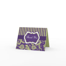 Tarjeta de nota de agradecimiento de damasco púrpu