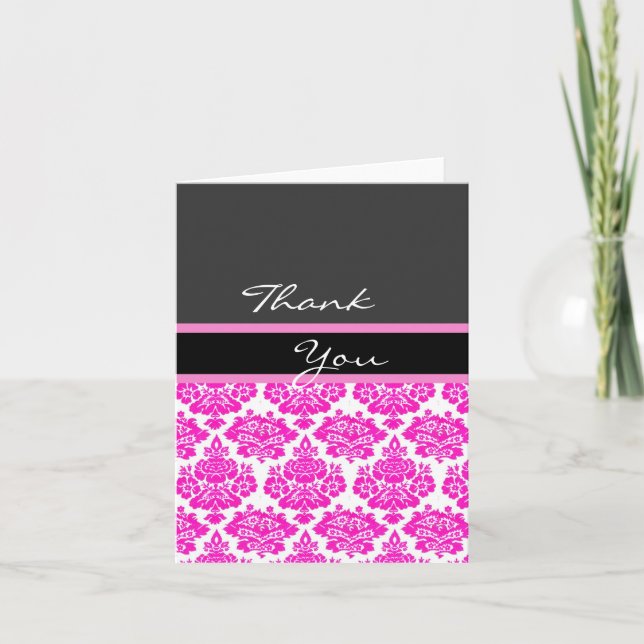 tarjeta de nota de agradecimiento de damasco rosa (Anverso)
