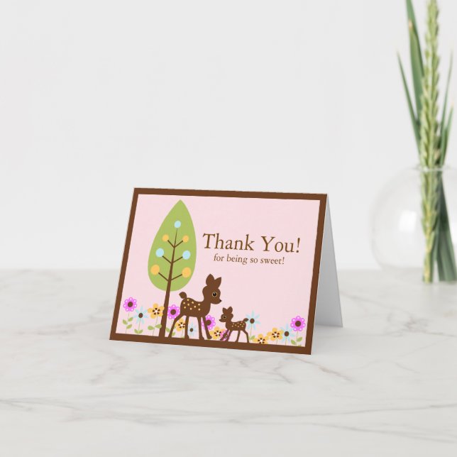 Tarjeta de nota de agradecimiento de Deer Baby Sho (Anverso)