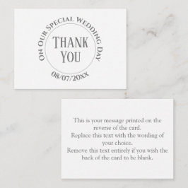 Tarjeta de nota de agradecimiento de día de bodas