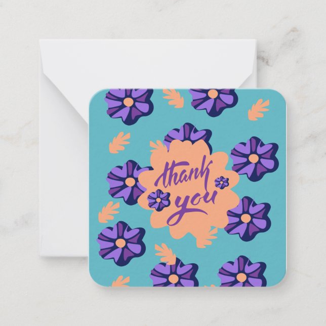 Tarjeta De Nota De Agradecimiento De Flor Púrpura (Anverso)