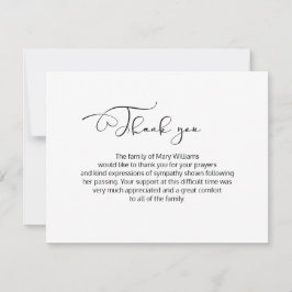 Tarjeta de nota de agradecimiento de funeral de ca