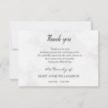 tarjeta de nota de agradecimiento de funeral de gu