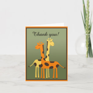 Tarjeta de nota de agradecimiento de Giraffe Baby 