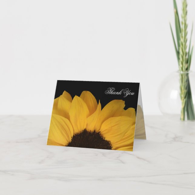 Tarjeta de nota de agradecimiento de girasol en ne (Anverso)