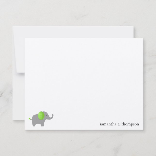 Tarjeta de nota de agradecimiento de Green Elephan (Anverso)