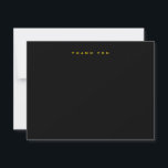 Tarjeta de nota de agradecimiento de oro negro ele<br><div class="desc">Haz que cada mensaje se destaque con esta elegante tarjeta de nota de agradecimiento en negro y dorado. El fondo negro elegante y la tipografía dorada falsa crean un diseño lujoso y atemporal, perfecto para bodas, eventos de negocios, aniversarios o notas personales de agradecimiento. Esta tarjeta de agradecimiento moderna es...</div>