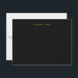 Tarjeta de nota de agradecimiento de oro negro ele<br><div class="desc">Haz que cada mensaje se destaque con esta elegante tarjeta de nota de agradecimiento en negro y dorado. El fondo negro elegante y la tipografía dorada falsa crean un diseño lujoso y atemporal, perfecto para bodas, eventos de negocios, aniversarios o notas personales de agradecimiento. Esta tarjeta de agradecimiento moderna es...</div>