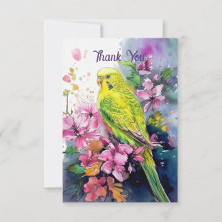 Tarjeta de nota de agradecimiento de Parakeet