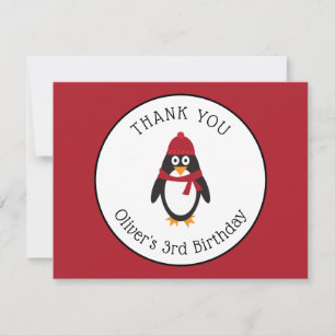 Tarjeta de nota de agradecimiento de pingüino