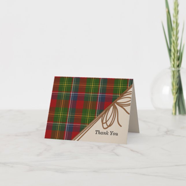 Tarjeta de nota de agradecimiento de Plaid Stylish (Anverso)