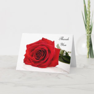 Tarjeta de nota de agradecimiento de rosa roja