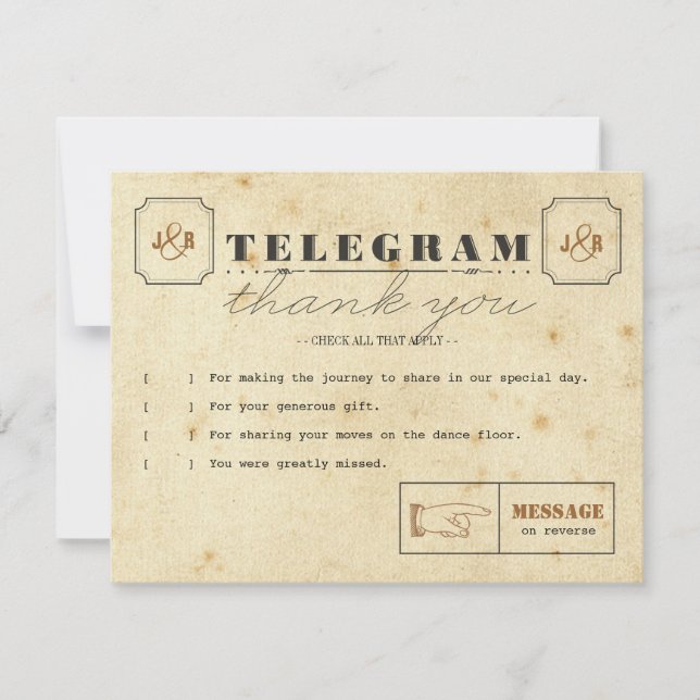 Tarjeta de nota de agradecimiento de Telegram (Anverso)