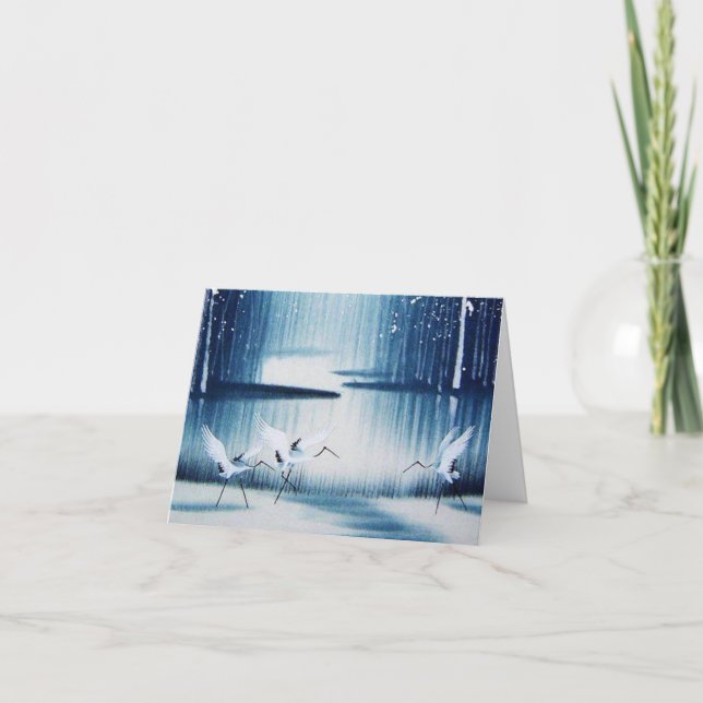 Tarjeta De Nota De Agradecimiento De Winter Egrets (Anverso)