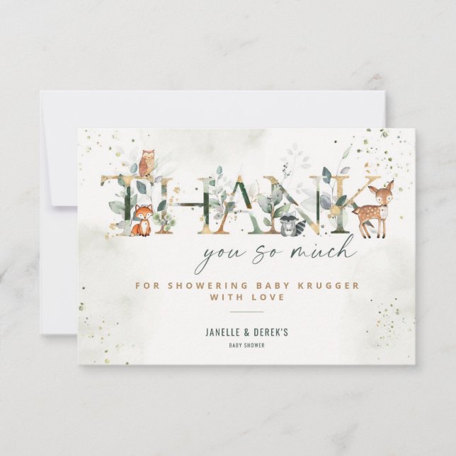 Tarjeta de nota de agradecimiento de Woodland Baby (Anverso)