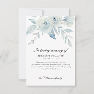 tarjeta de nota de agradecimiento del funeral flor
