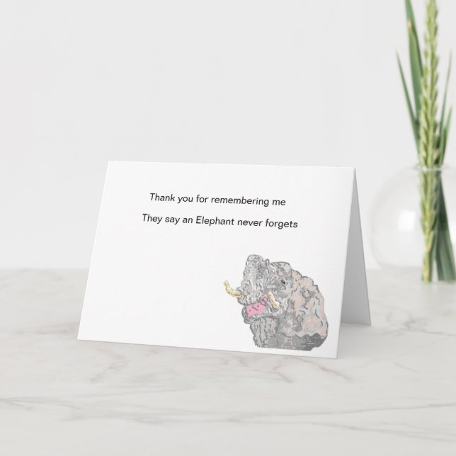 Tarjeta de nota de agradecimiento / Elefante (Anverso)
