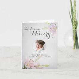 Tarjeta de nota de agradecimiento en memoria de la