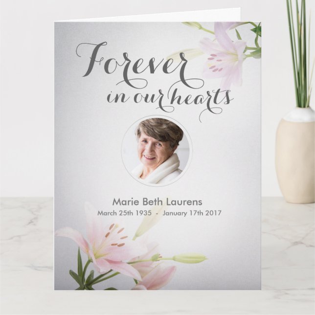 Tarjeta de nota de agradecimiento en memoria de la (Anverso)