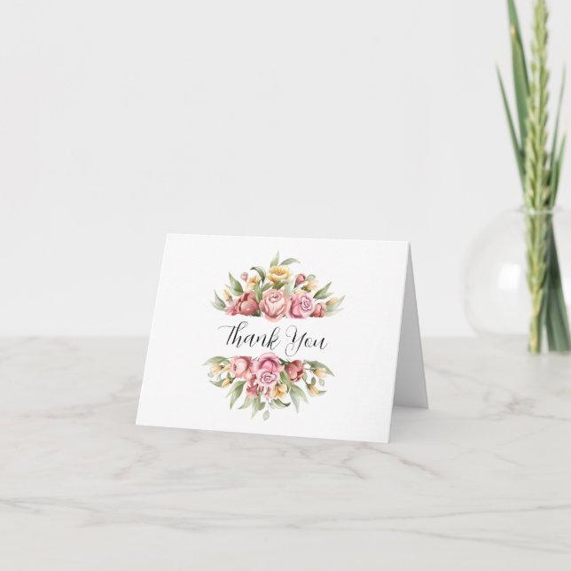 Tarjeta de nota de agradecimiento floral (Anverso)