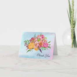Tarjeta de nota de agradecimiento floral en acuare
