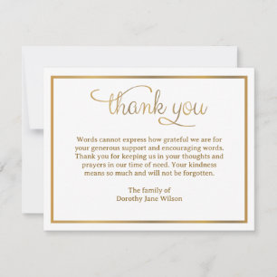 Tarjeta de nota de agradecimiento Funeral Dolor Do