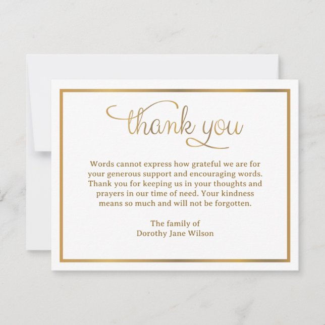Tarjeta de nota de agradecimiento Funeral Dolor Do (Anverso)