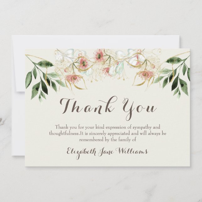  Tarjeta de nota de agradecimiento funeral floral  (Anverso)