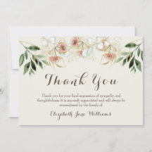 Tarjeta de nota de agradecimiento funeral floral