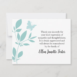 Tarjeta de nota de agradecimiento Funeral Mariposa