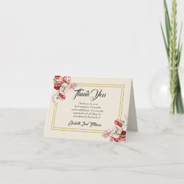 Tarjeta de nota de agradecimiento funeral| Poppies