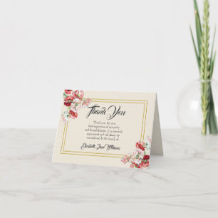 Tarjeta de nota de agradecimiento funeral  Poppies