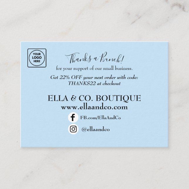 Tarjeta de nota de agradecimiento minimalista con  (Anverso)