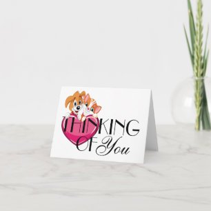 Tarjeta de nota de agradecimiento o gato y perro e