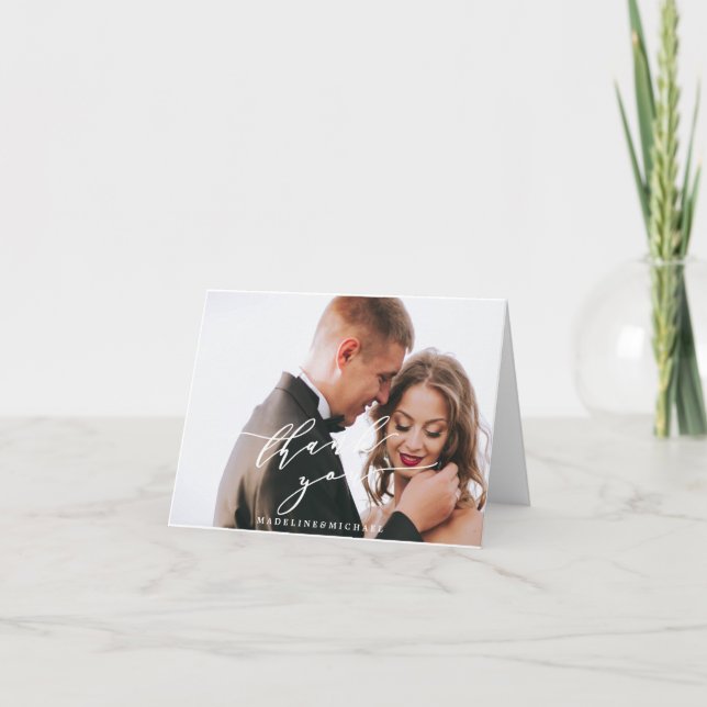Tarjeta de nota de agradecimiento para Boda de fot (Anverso)