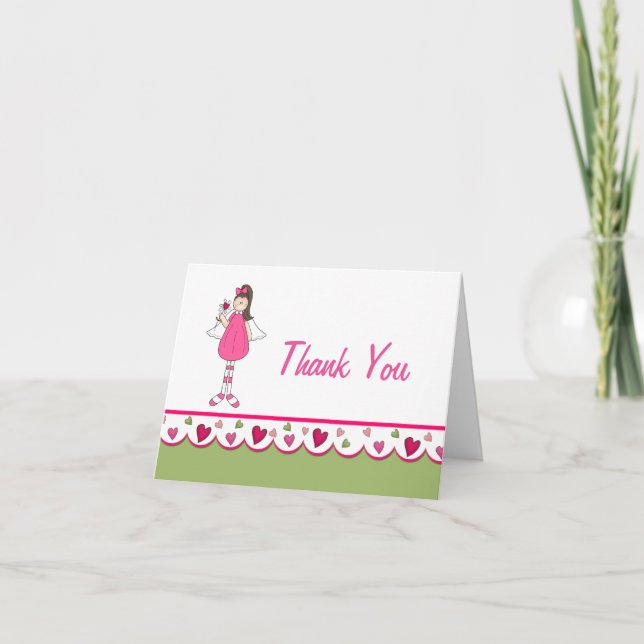Tarjeta de nota de agradecimiento para corazones y (Anverso)