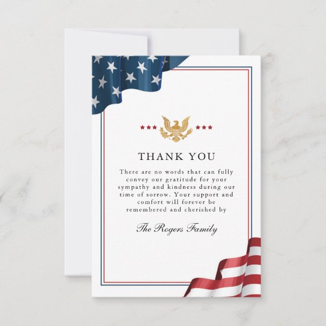 Tarjeta de nota de agradecimiento Patriot Flat (Anverso)