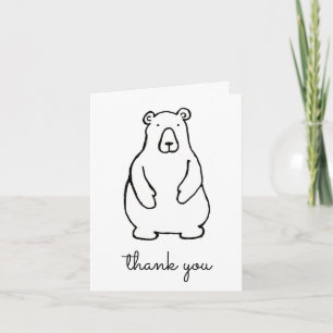Tarjeta de nota de agradecimiento plegada de oso d