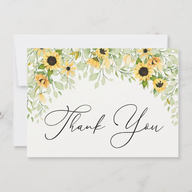 Tarjeta de nota de agradecimiento por el girasol y (Anverso)