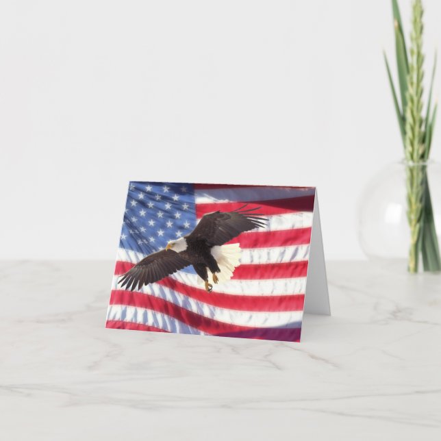 Tarjeta de nota de águila y bandera de Estados Uni (Anverso)